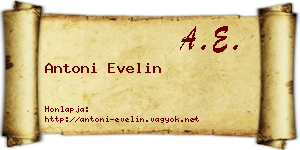 Antoni Evelin névjegykártya